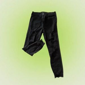 american eagle black ripped skinny jeans